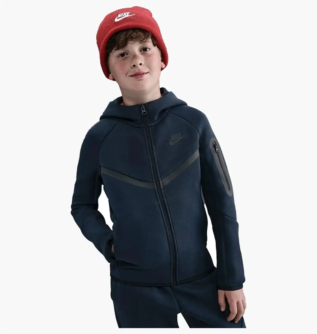 Свитер детской Nike Sportswear Tech Fleece Big Kids Full-Zip Hoodie Blue