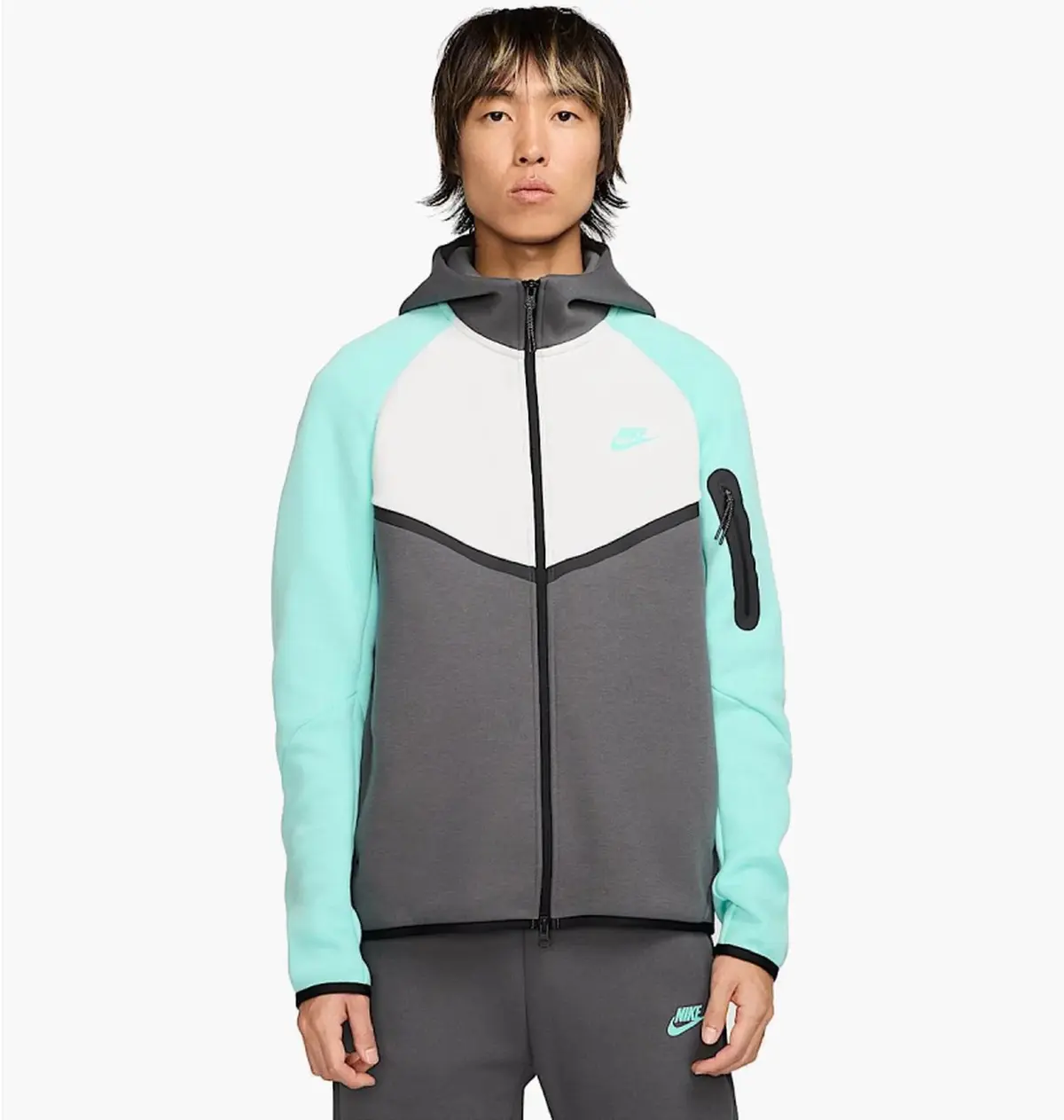 Кофта чоловіча Nike Tech Fleece Fz Wr Turquoise/White