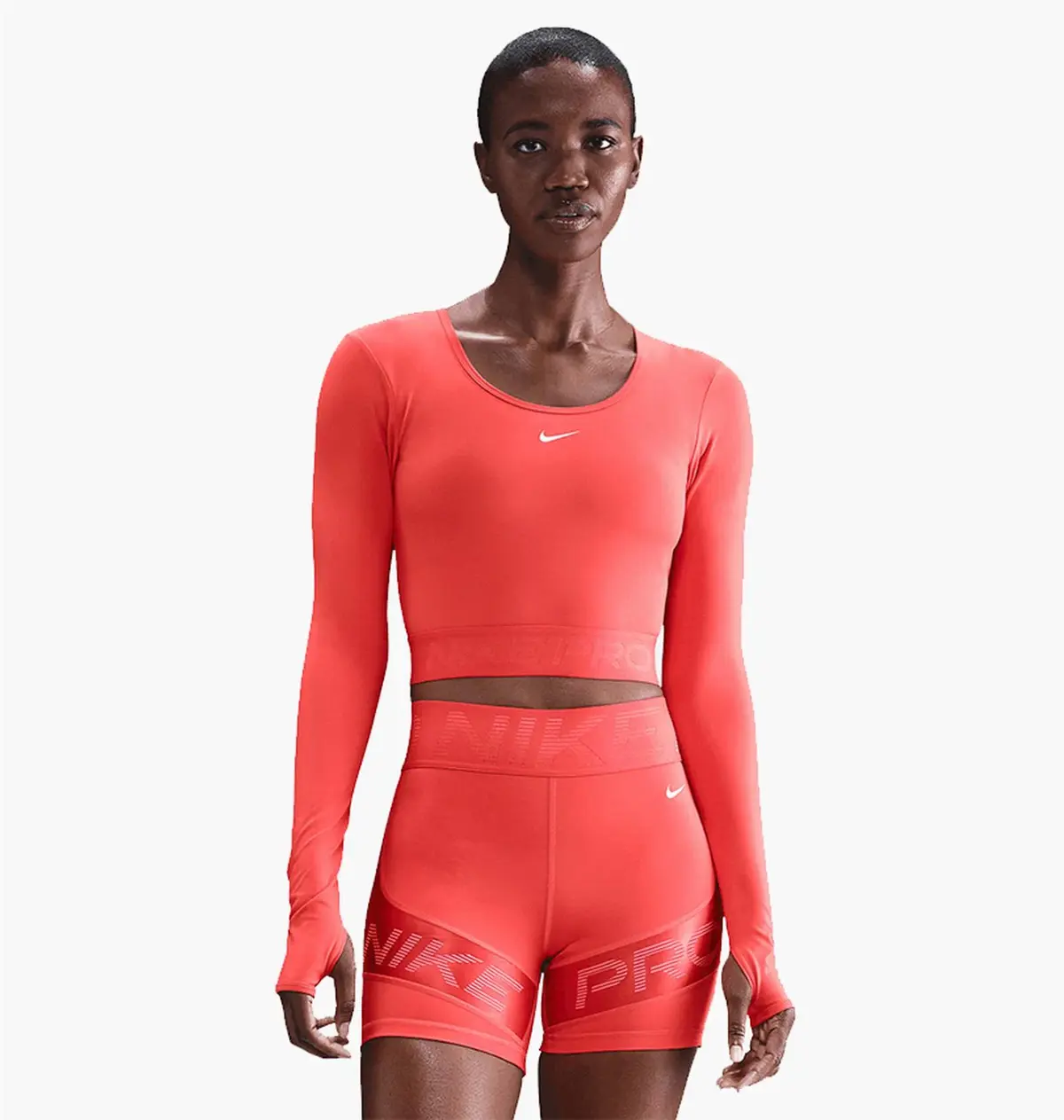 Кофта женские Nike Pro Womens Dri- Fit Cropped Long- Sleeve Top Red