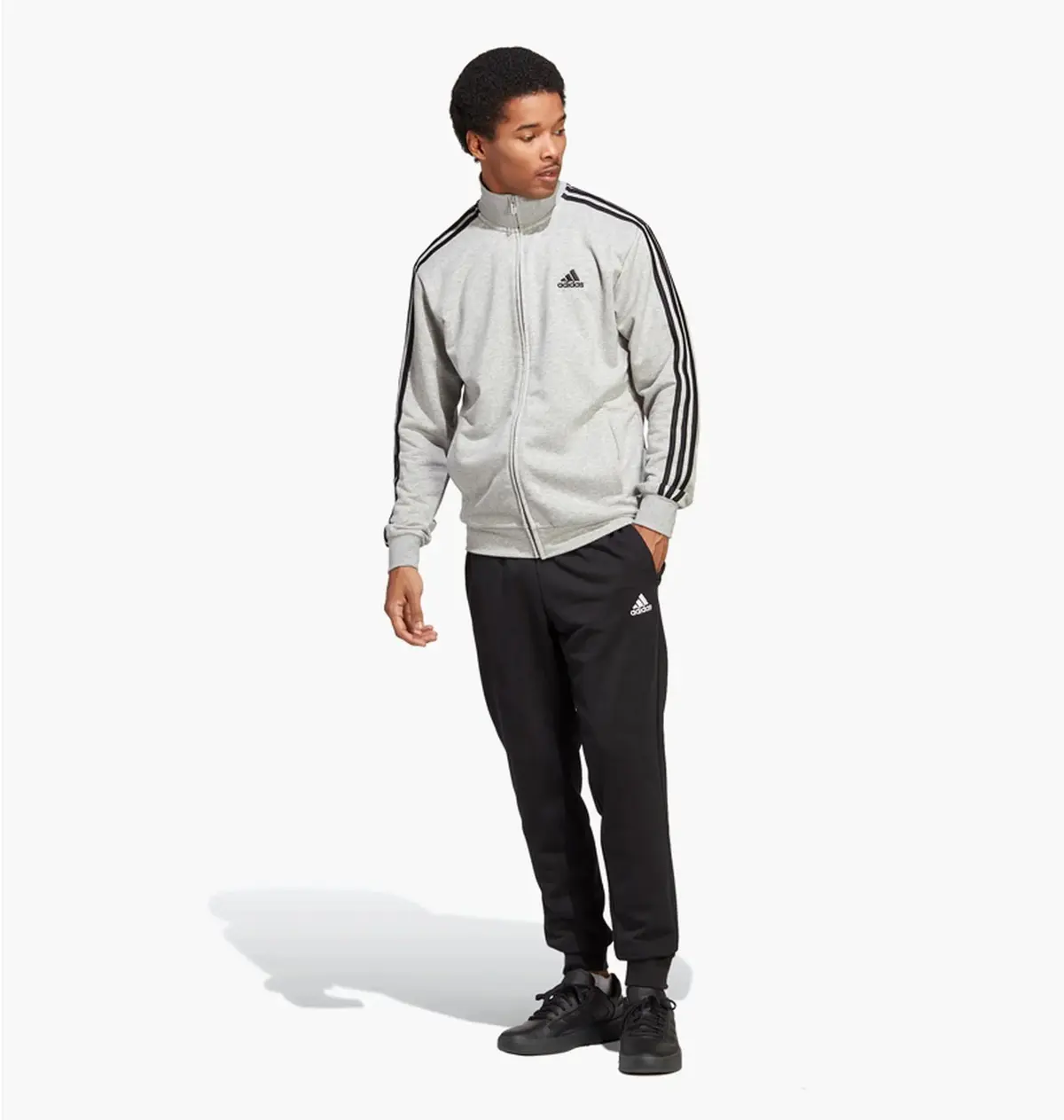 Спортивный костюм мужской Adidas Sportswear Basic 3-Stripes French Terry Track Suit White Ic6748
