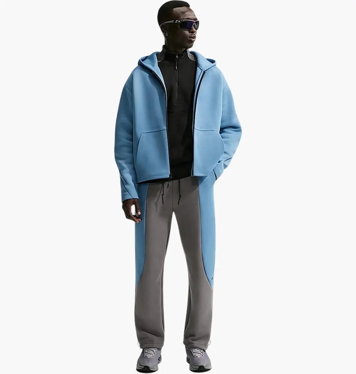 Брюки чоловічі Nike Tech Color-Block Open-Hem Fleece Grey/Blue