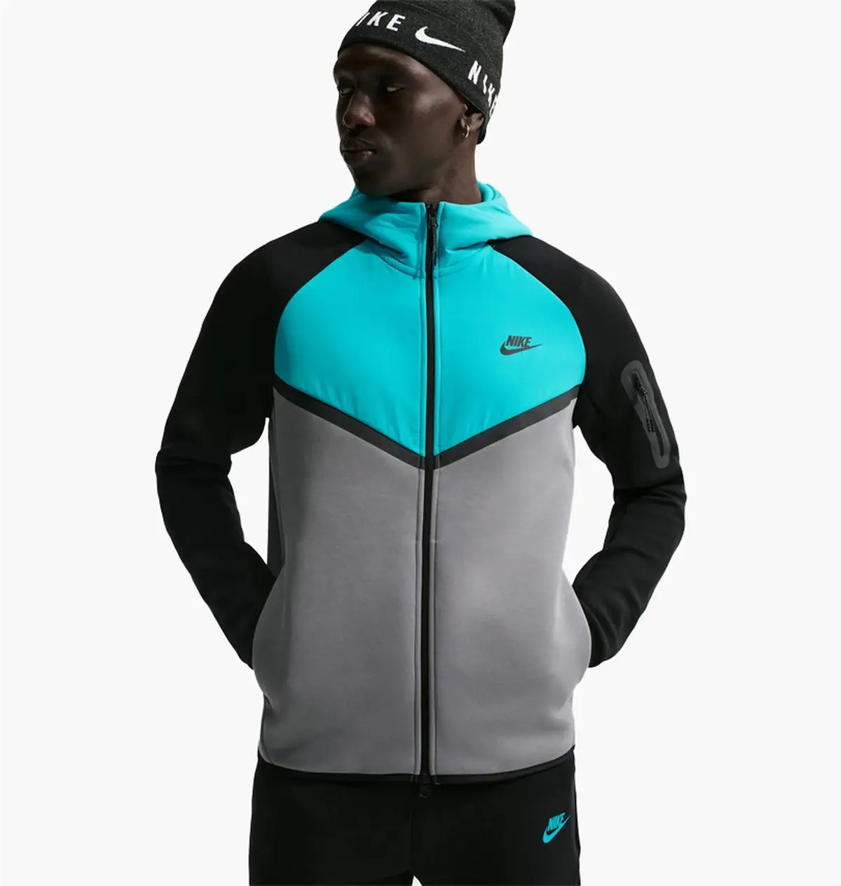 Кофта чоловіча Nike Tech Fleece Windrunner Full-Zip Grey/Turquoise