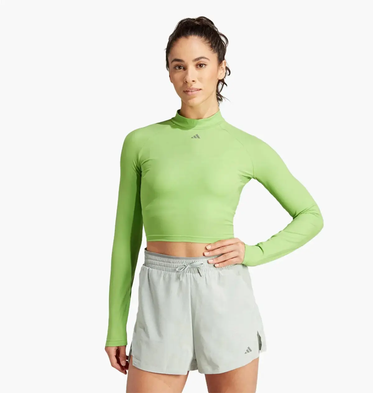 Кофта женская Adidas Hiit Heat.Rdy Long Sleeve Crop Tee зеленая IM2656