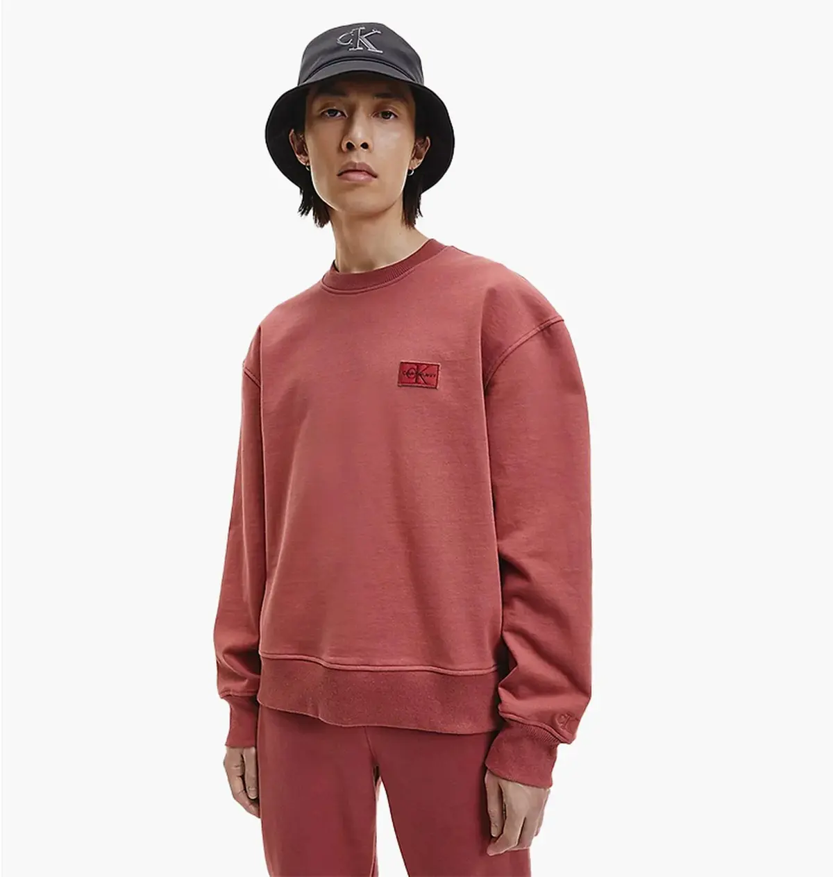Кофта чоловіча Calvin Klein Shrunken Badge Crew Neck Terracotta Tile