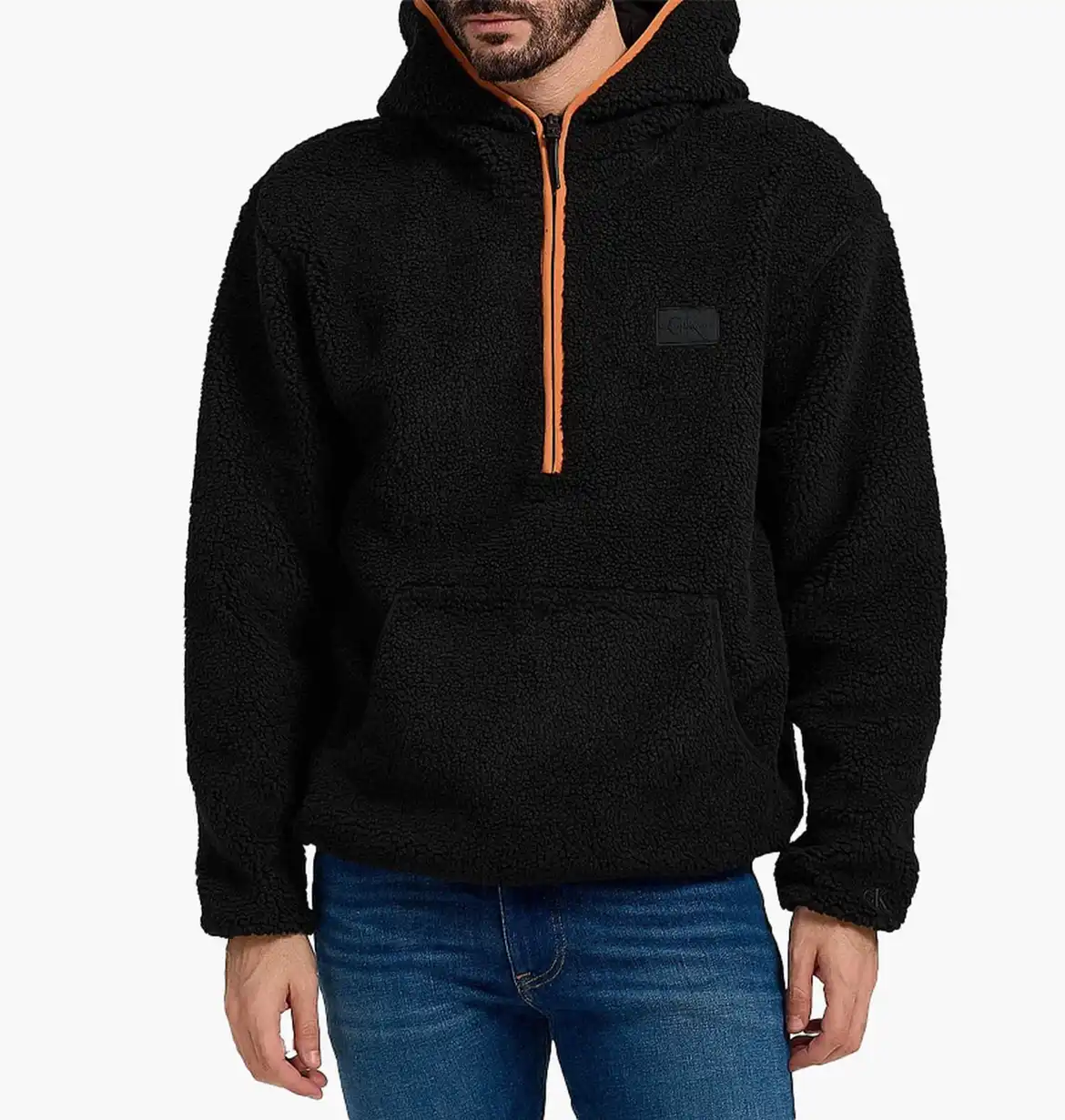 Кофта чоловіча Calvin Klein Jeans Sherpa Zip Neck Hoodie Black