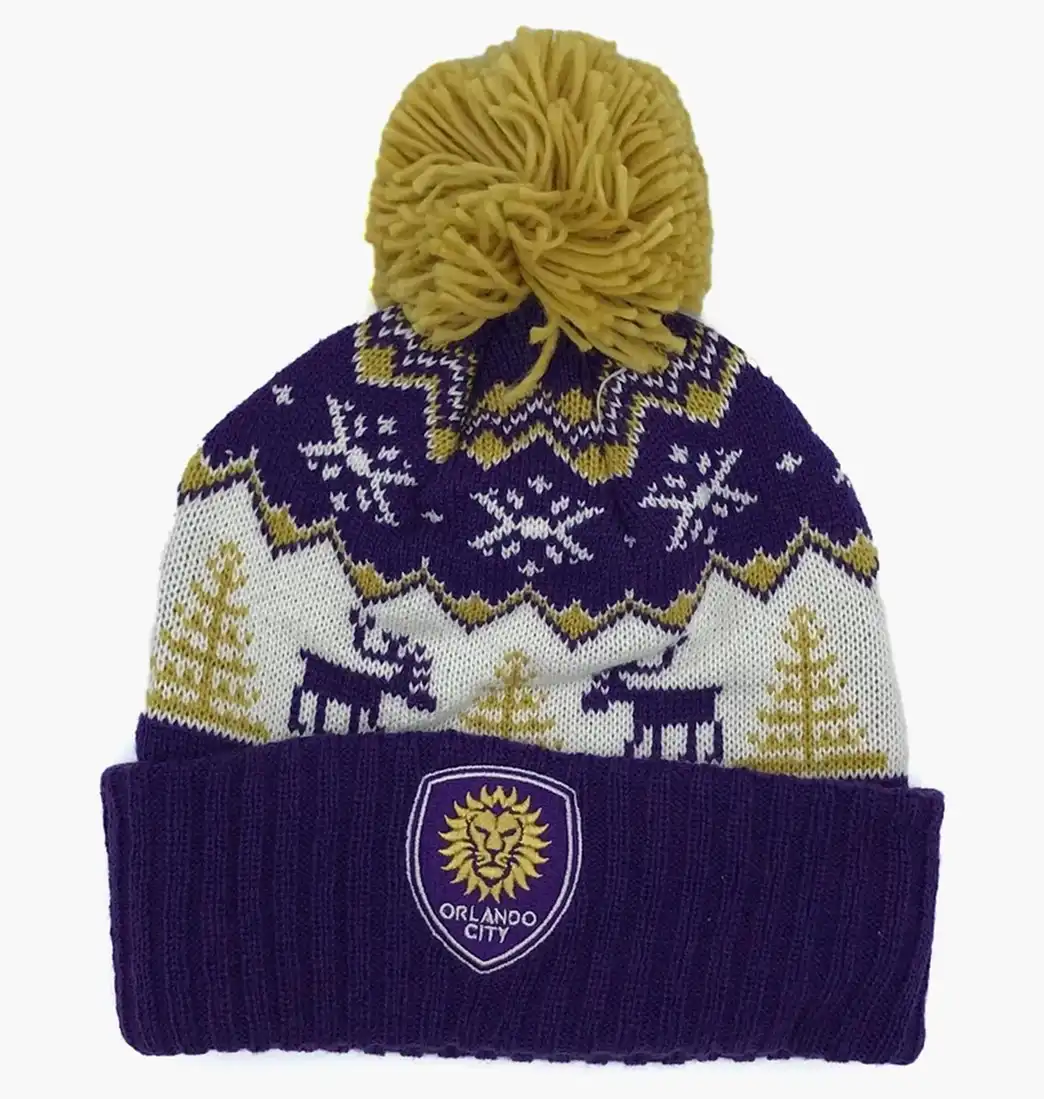 Шапка Adidas Nba Reindeer Golden State Warriors Cuffed Pom Beanie Violet/White