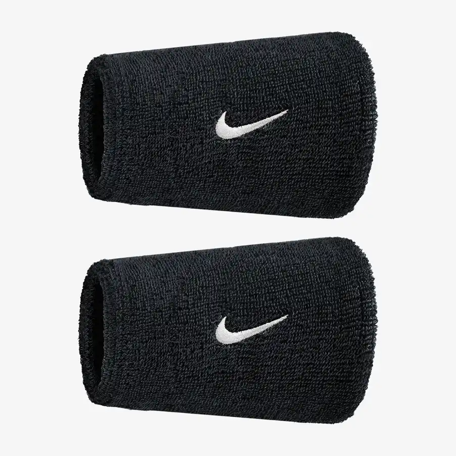 Напульсники Nike Swoosh Classic Doublewide Wristbands 2Pk Black/White Osfm