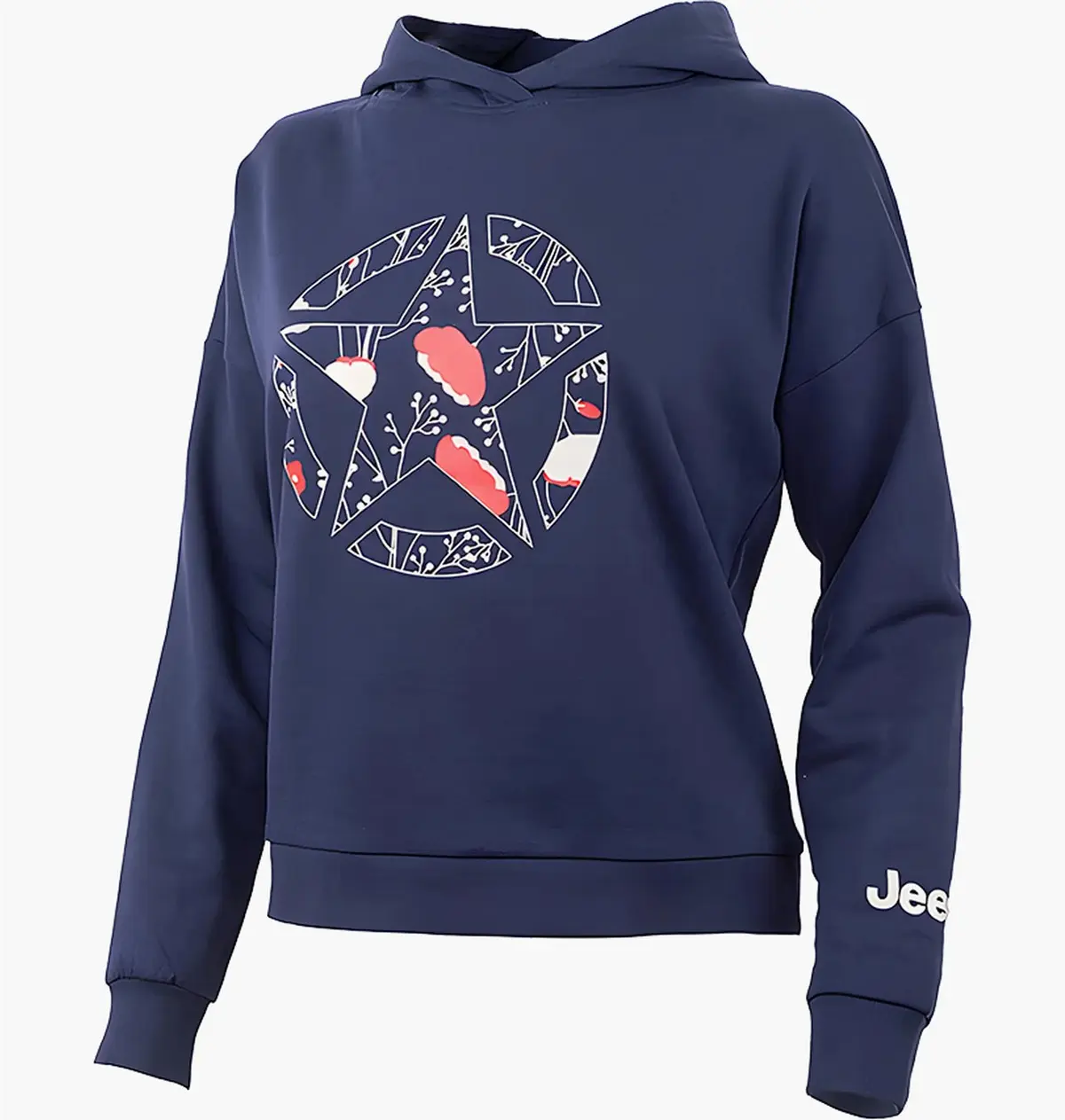 Кофта женские Jeep J Woman Hooded Cropped Sweatshirt Star Botanical Print J22w