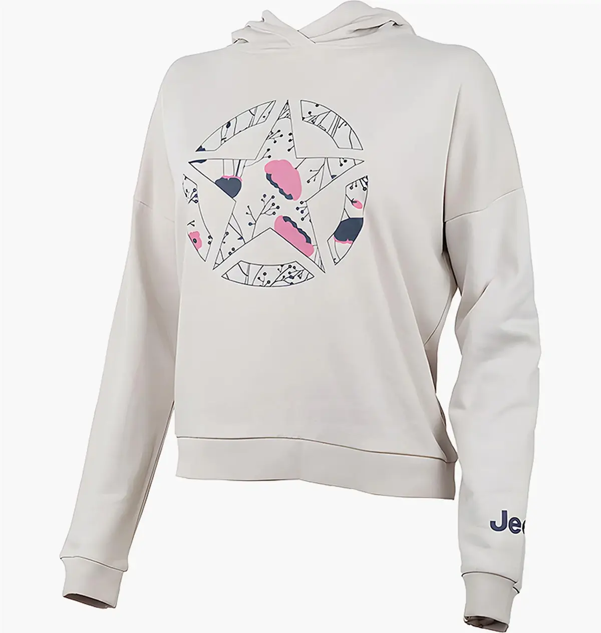 Кофта женские Jeep Hooded Cropped Sweatshirt Star Botanical Print