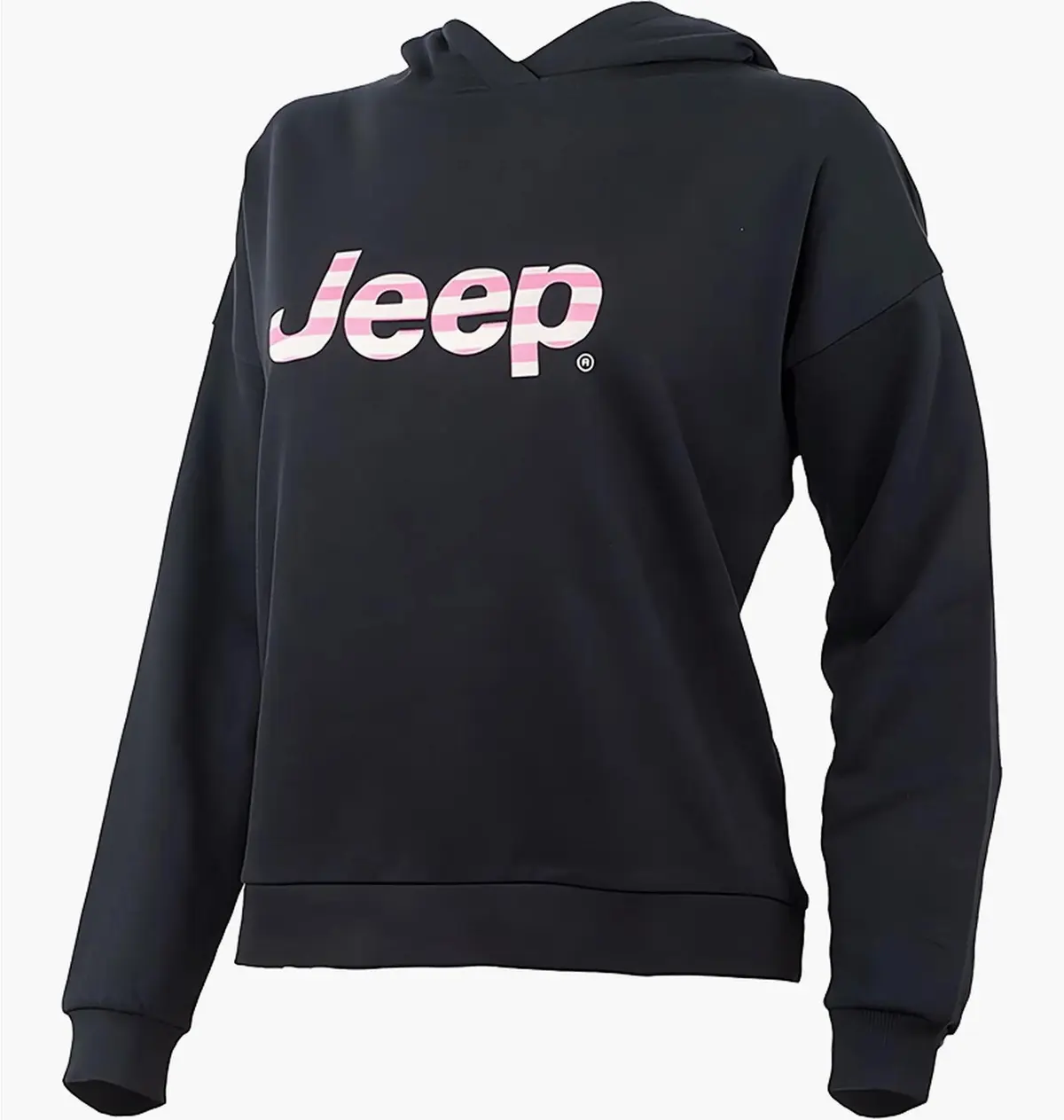 Кофта женские Jeep Hooded Cropped Sweatshirt Striped Print Black