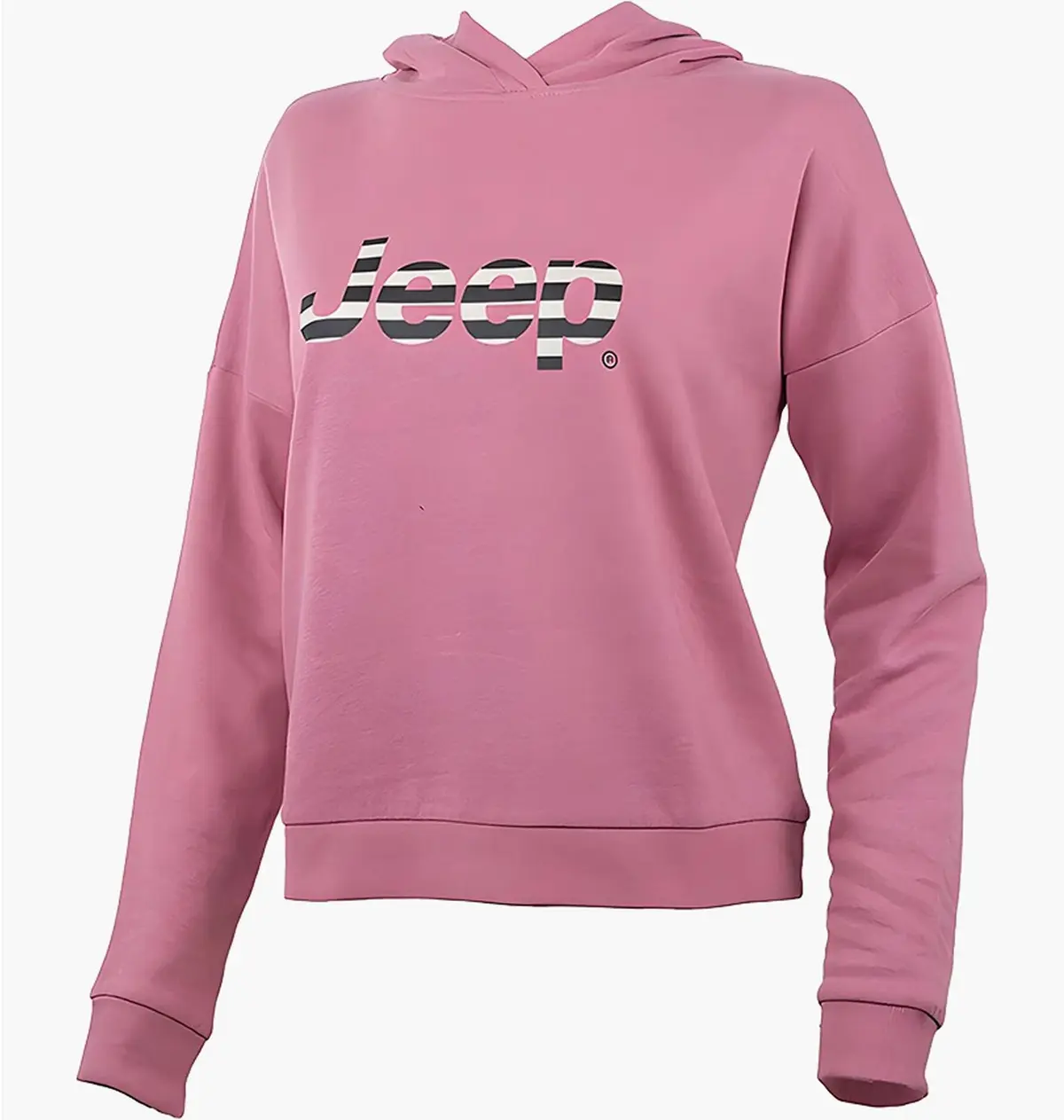 Кофта женские Jeep Hooded Cropped Sweatshirt Striped Print Pink